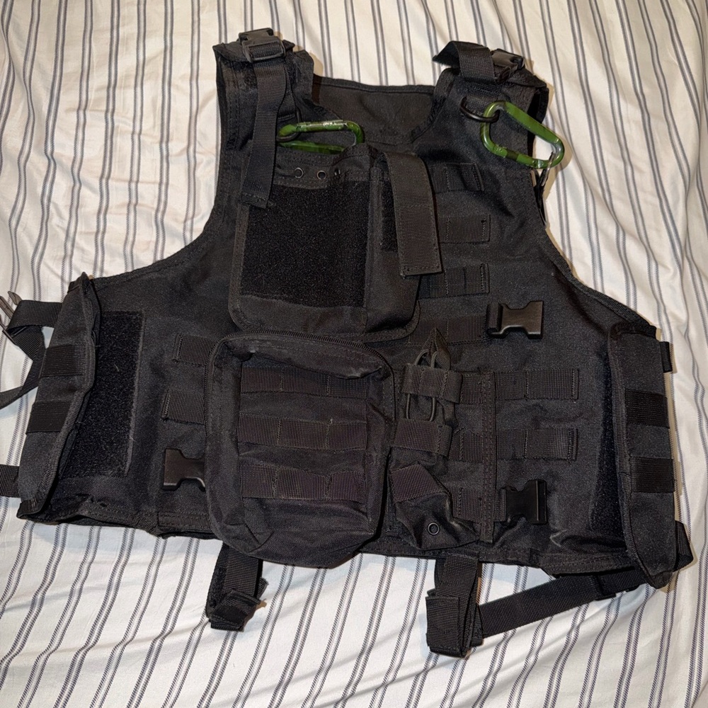 Tactical Black MOLLE Vest with Pouches